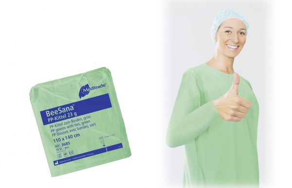 BeeSana® PP-Kittel 23 g - 100 Stück - Schutzmantel für Personal und Besucher - 120 cm x 140 cm