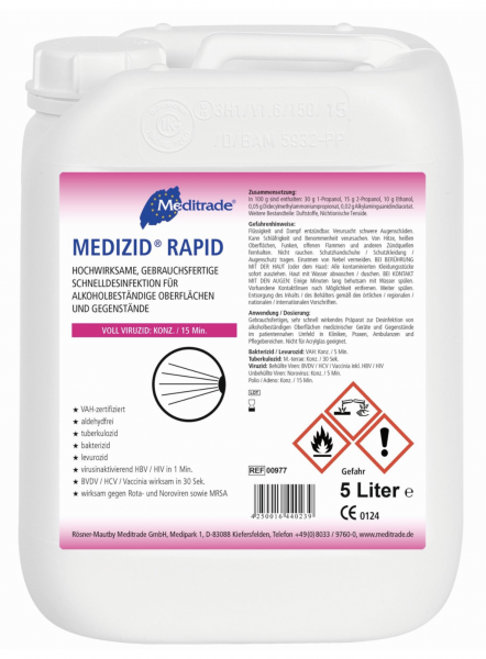 Medizid® Rapid - aldehydfreie Flächendesinfektion - 5l - 2 x 5l